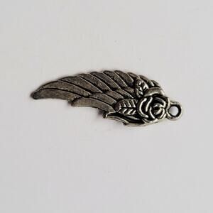 Silver Tibetan Silver Charm Angel Wing Rose Pendant Connector Craft Jewelry
